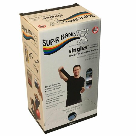 SUP-R BAND 5 ft. Latex-Free Singles Dispenser, Black 30PK 1634735
